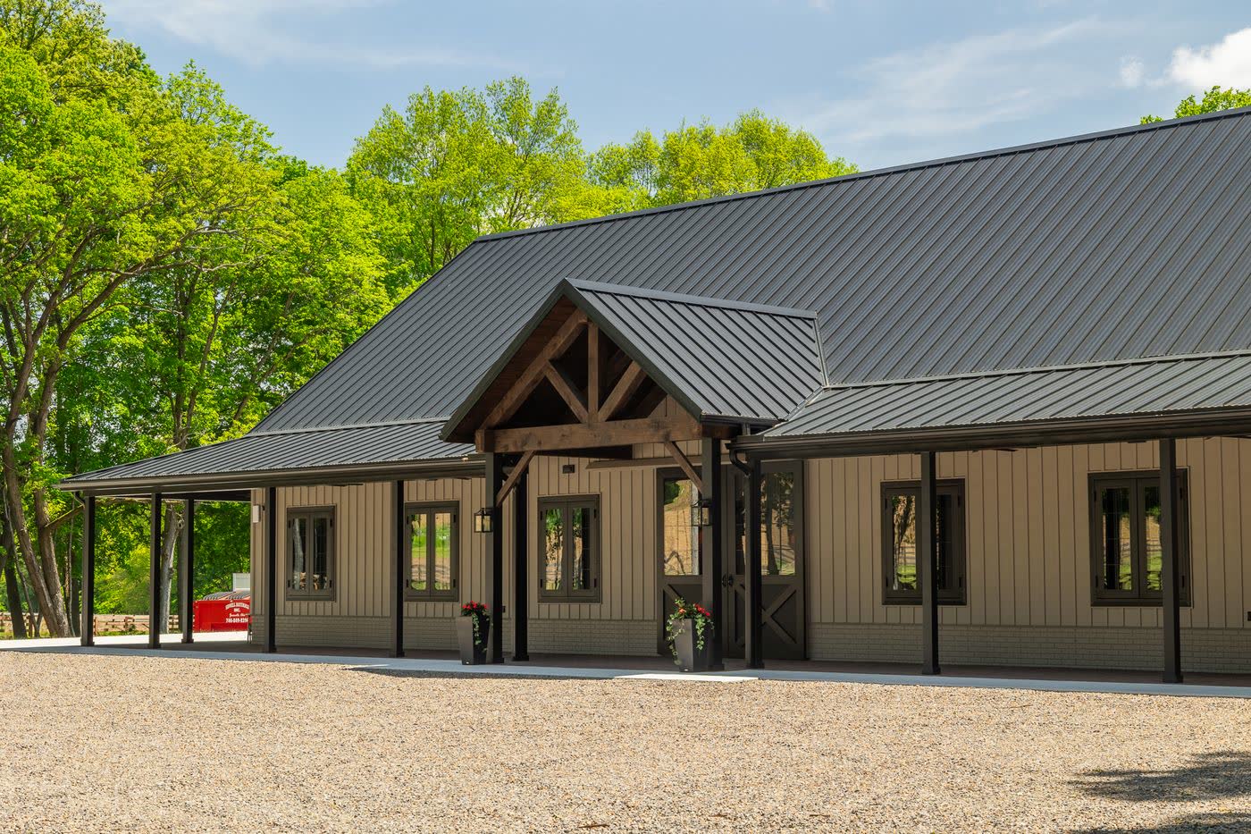 Timber-frame event barn exterior