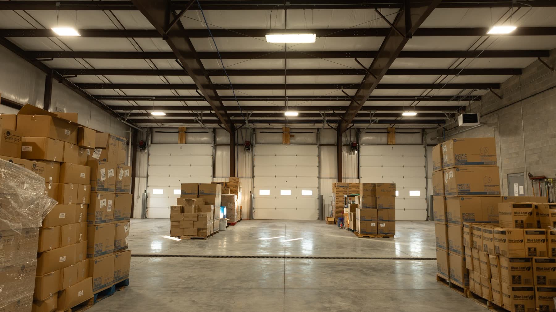 Interior bay of the Wooster warehouse with a tanker truck
