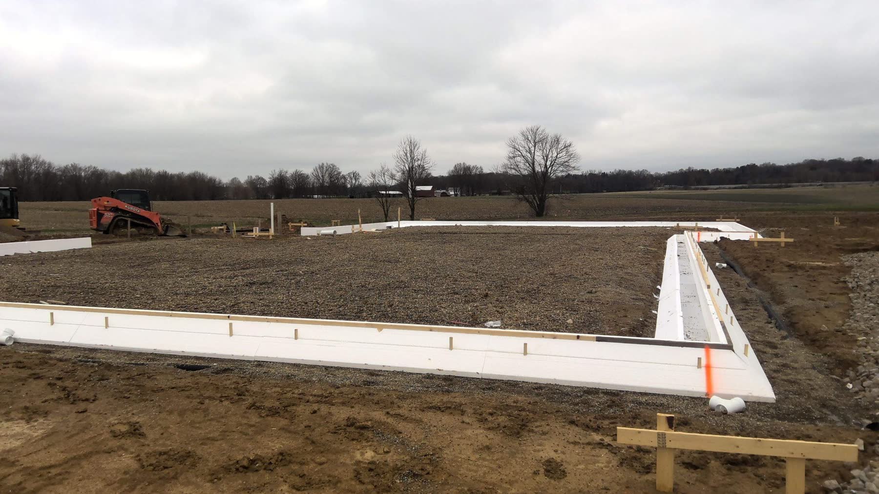 ICF foundation forms set on a rural building site